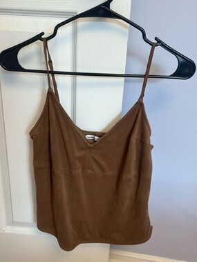 Abercrombie Faux Suede Cami Tank Top Brown XS